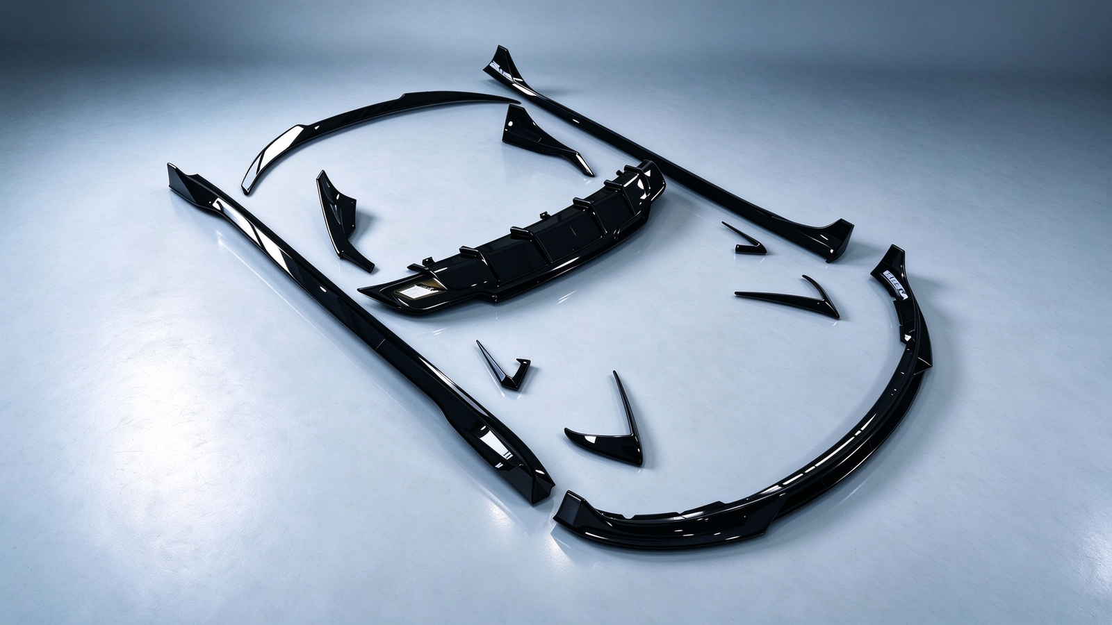 3D CAD surface model of an automotive bodykit with scan reference geometry